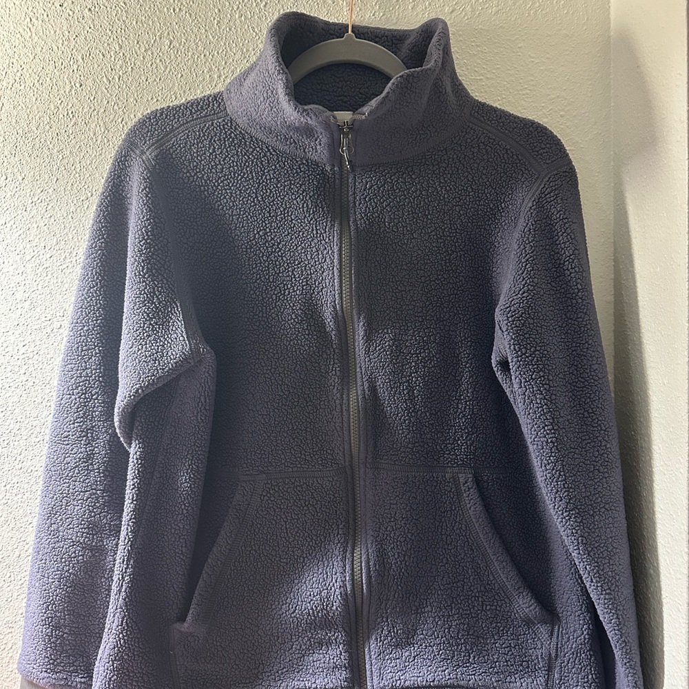 REI Purple Sweater with Full Zip and High Collar